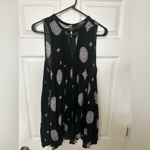 Free People Black Sleeveless Mini Dress Flowy Tunic Swing Top Size SMALL